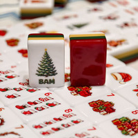 Tuiles de Mahjong américaines à motif de Noël, 160 pièces, en acrylique, jeu de Mahjong américain, impression personnalisée, Mah Jongg pour la vente en gros