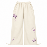 Ensemble de survêtements surdimensionnés en molleton bouclette épais avec épaules tombantes, impression sérigraphique et broderie, pour femme