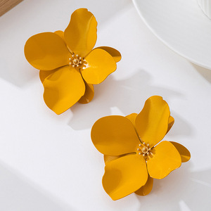 AYN-198 Vintage cuisson vernis doux artificiel mode à la mode femmes oreille bijoux moderne fleur boucles d'oreilles pour les filles - Product Image 4