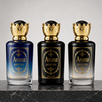 Flacon de parfum noir brillant de haute qualité 100 ml, flacon de parfum rond en verre, forme unique, flacon de parfum en verre avec boîte