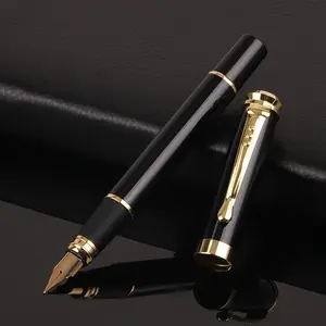 Promotional Metal Fountain Pen Business Gift Metal Fountain Pen 0.38 Mm Office Black Custom Logo Metal Fountain Pen Wholesale