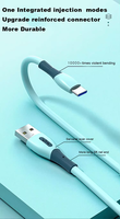 Câble USB Type C en silicone liquide, charge rapide 3A, cuivre pur, blindage en nylon tressé, 1,2 m pour iPhone et Android