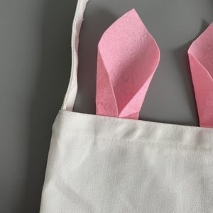 Rabbit Ears Buckets 100% Thick Polyester Canvas Children's Kids White Blank Sublimation Easter Gifts <b>Bag</b> for Party - Product Image 4