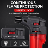Briquet torche au butane coupe-vent rechargeable à flamme réglable pour cigares avec réservoir de carburant visible