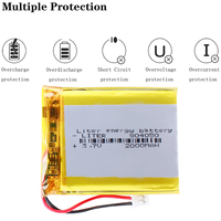 Batterie Li-polymère rechargeable 3,7 V 804050 2000 mAh pour haut-parleur de jouet, lumière LED, appareil photo avec connecteur 2 broches PH 2,0 mm