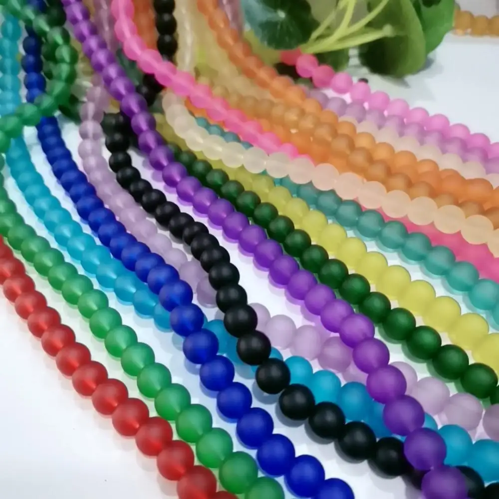 more color round 8mm Glass Beads Round polished matte