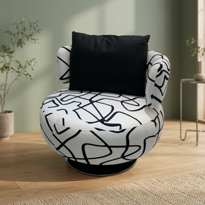 Sillón de terciopelo moderno estilo francés color crema, silla giratoria con respaldo sólido, mueble para sala de estar - Product Image 2