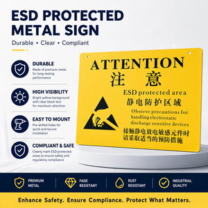 High Quality Custom ESD Protected <strong>Area</strong> <strong>Sign</strong> Metal Warning <strong>Sign</strong>, Anti Static Aluminum Safety Signage for Cleanroom and Factory - Product Image 1
