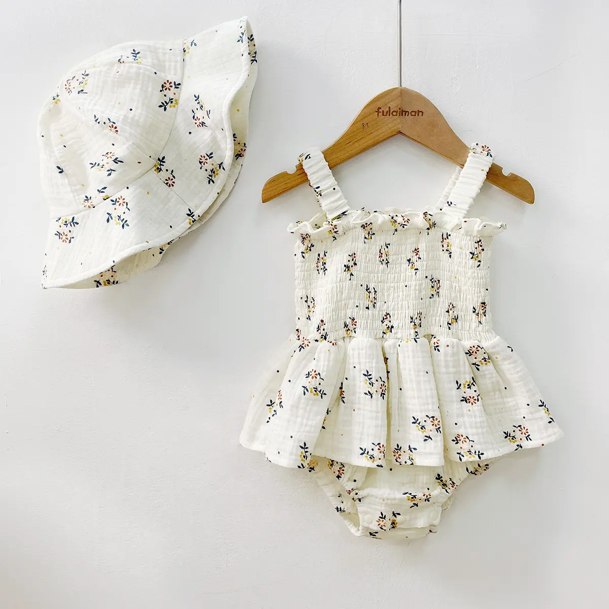 Модная летняя одежда для маленьких девочек, Цветочное платье для девочек, детская шапочка, детский Подарочный комплект