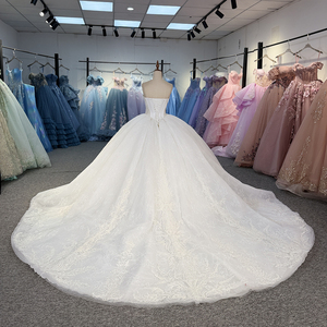 Dy6998 Princess Wedding <b>Dresses</b> Sequined Appliques Party Chapel Train Floor-Length Ball Gown Lace Elegant Candy Color for - Product Image 4