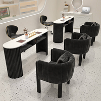 Table de Manucure de Luxe pour Salon, Ensemble Table et Chaise en Cuir Économique et Simple pour Salon de Manucure, Mobilier de Salon de Manucure