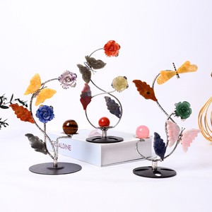 Hot Natural Gemstone Decoration Flowers and butterfly <b>Crystal</b> Sphere Stand for Fashion Indoor Decor - Product Image 4