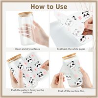 UV DTF Tasse Wrap Autocollant Animal Design Dessin Animé Corgi Grenouille Panda Transfert pour Verre Tasse Bouteille D'eau DIY Décoration