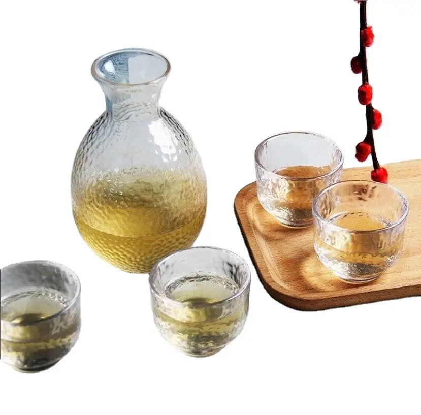 Groothandel Aangepaste Vintage Japanse Sake Set Glas Cup Flagon Liquor Cup Pot En Cups Thuis Bar Sake Witte Wijn Pot wijn Warmer