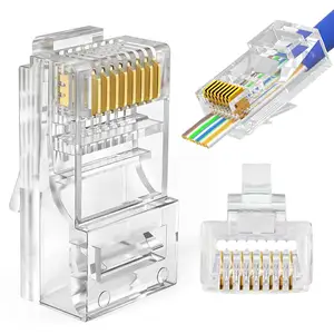 מחברי קריסטל ראש מפתח Rj45 ללא משמר/מגן אתרנץ Cat6/Cat5e מחבר UTP רשת תקע 8P8C