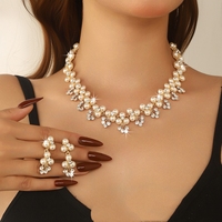 Ensemble de bijoux de mode, collier, accessoire de robe de mariée, cristal d'eau de luxe de style coréen, Dubai, Inde, fleur, perle, diamant