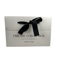 Sacs Cadeaux de Luxe en Papier Gaufré avec Lamination Mate, Logo Personnalisé, Sacs en Papier Blanc, Rubans, Dossiers en Carton pour Emballage de Chaussettes et Fourrures