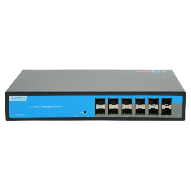 HWIOT 12-Port 10G L3 Managed Fiber Switch 12*1G/10G SFP+ Layer 3 Ethernet Switch for Aggregation Core Network