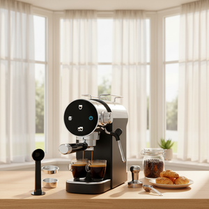 Cafetera Eléctrica Espresso de Calentamiento Rápido con Termobloque, Negra, de Plástico, con Función de Agua Caliente para Uso Doméstico y Hotelero - Product Image 1