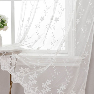 Pastorale piccola tenda trasparente ricamata <span class=keywords><strong>con</strong></span> fiore di seta bianca fresca di latte, tenda trasparente decorativa pronta all'uso per la vita in famiglia - Product Image 2