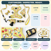 Ensemble de promenade pour animaux de compagnie imprimé et mignon avec harnais pour chien et chat à enfiler, laisse, collier réglable, bandana, nœud papillon et accessoires personnalisables avec logo
