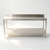 Table de préparation professionnelle en acier inoxydable pour cuisine commerciale avec surface plate, étagère inférieure et pieds tubulaires ronds