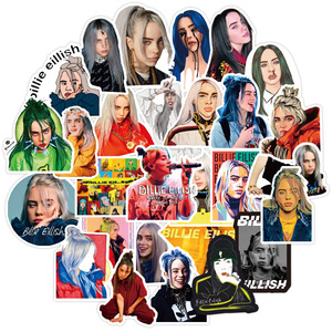 50 Pegatinas de <span class=keywords><strong>Billie</strong></span> Eilish, Resistentes al Agua, para Maletas, Laptops, Guitarras, Patinetas, Juguetes, Adhesivos Bonitos - Product Image 1