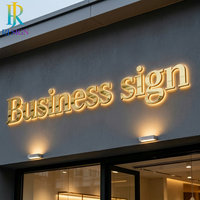 Enseigne moderne en métal brossé rétroéclairée, enseigne 3D éclairée par LED, enseigne commerciale, enseigne LED pour le mur de réception d'un bureau d'entreprise
