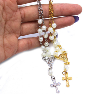 (In scatola) collana <span class=keywords><strong>rosario</strong></span> rosa dorata perline rosa <span class=keywords><strong>rosario</strong></span> croce gioielli - Product Image 5