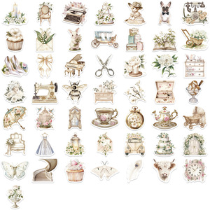 50 Uds. Pegatinas de grafiti de chica literaria estética blanca <span class=keywords><strong>para</strong></span> cuaderno, decoración de equipaje, pegatina de arte romántico - Product Image 3