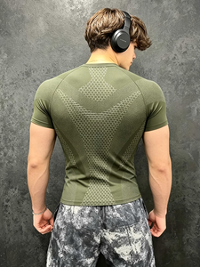 T-shirt de sport à manches courtes pour homme, texture nid d'abeille, compression, haute élasticité, séchage rapide, respirant, anti-transpiration - Product Image 4