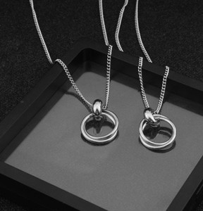 패션 케이팝 스타 목걸이 체인 원형 링 스테인리스 스틸 남녀 공용 주얼리 목걸이 - Product Image 4