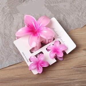 Lot de 3 pinces à cheveux en plastique motif fleur d'œuf et Bauhinia, avec emballage carton, style mignon, respectueux de l'environnement - Product Image 4