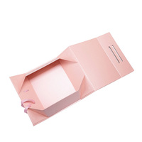 Caja de Regalo Plegable Rosa con Asa de Cinta Personalizada Leabon, de Cartón Satinado para Empaque de Regalos al por Mayor de Fábrica