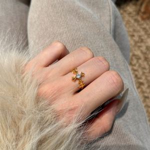 Dylam 10+ Years Experience Jewelry Manufacturer S925 Silver 22K Gold Plated 5A Zirconia Iris Flower Women <b>Fine</b> <b>Rings</b> for Daily - Product Image 6
