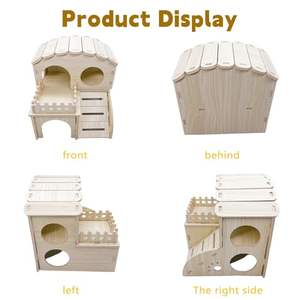 Maison en bois pour hamster, cachette en bois pour hamster, <span class=keywords><strong>labyrinthe</strong></span> à deux étages avec échelle d'escalade pour gerbille syrienne, <span class=keywords><strong>souris</strong></span> - Product Image 4