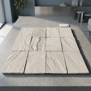 Carreaux de pierre de grès blanc menthe, pierre naturelle, revêtement mural extérieur, revêtement de sol, finition moderne antique pour maison, hôtel, villa - Product Image 1