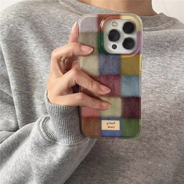 Minimalist Phone case with Colorful Blocks Suitable for iPhone 16 Silicone Shockproof and Drop-resistant Phone case