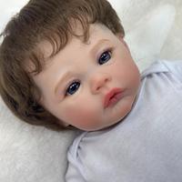 Poupée Reborn garçon réaliste de 18 pouces, mignonne, avec des yeux bleus ouverts et de longs cils