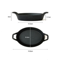 Wajan Besi Cor Mini dengan Nampan Kayu, Piring Fajita Besi Cor Kecil untuk Dapur, Restoran, Barbekyu, Makan Malam