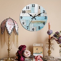 Reloj de pared de estilo rural rústico Vintage de madera de cuarzo silencioso reloj decorativo sin tictac MDF para cocina salón comedor