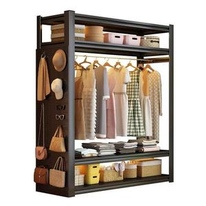 Armoire et porte-manteau sur pied en bambou multicouche pour la chambre à coucher, rangement à domicile - Product Image 5