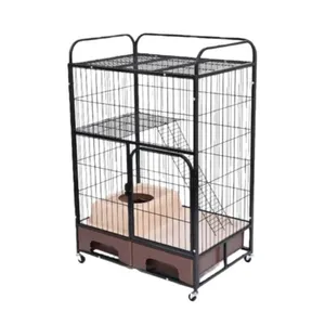 Kandang Anjing Logam Multi-Ukuran Grosir dengan Roda, Kandang Anjing Mewah Bertingkat Dua Model Kotak untuk Dalam Ruangan - Product Image 4