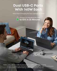 อะแดปเตอร์ชาร์จเร็ว Anker 140W USB-C สำหรับแล็ปท็อป ชาร์จอุปกรณ์ได้หลายเครื่อง 4 พอร์ต ใช้เทคโนโลยี GaN รุ่น B2697 กำลังไฟ 140W - Product Image 2