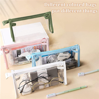 Étui cosmétique multifonctionnel imperméable en PVC transparent avec fermeture éclair, rangement personnalisé pour stylos et crayons, trousse à crayons portable pour l'école