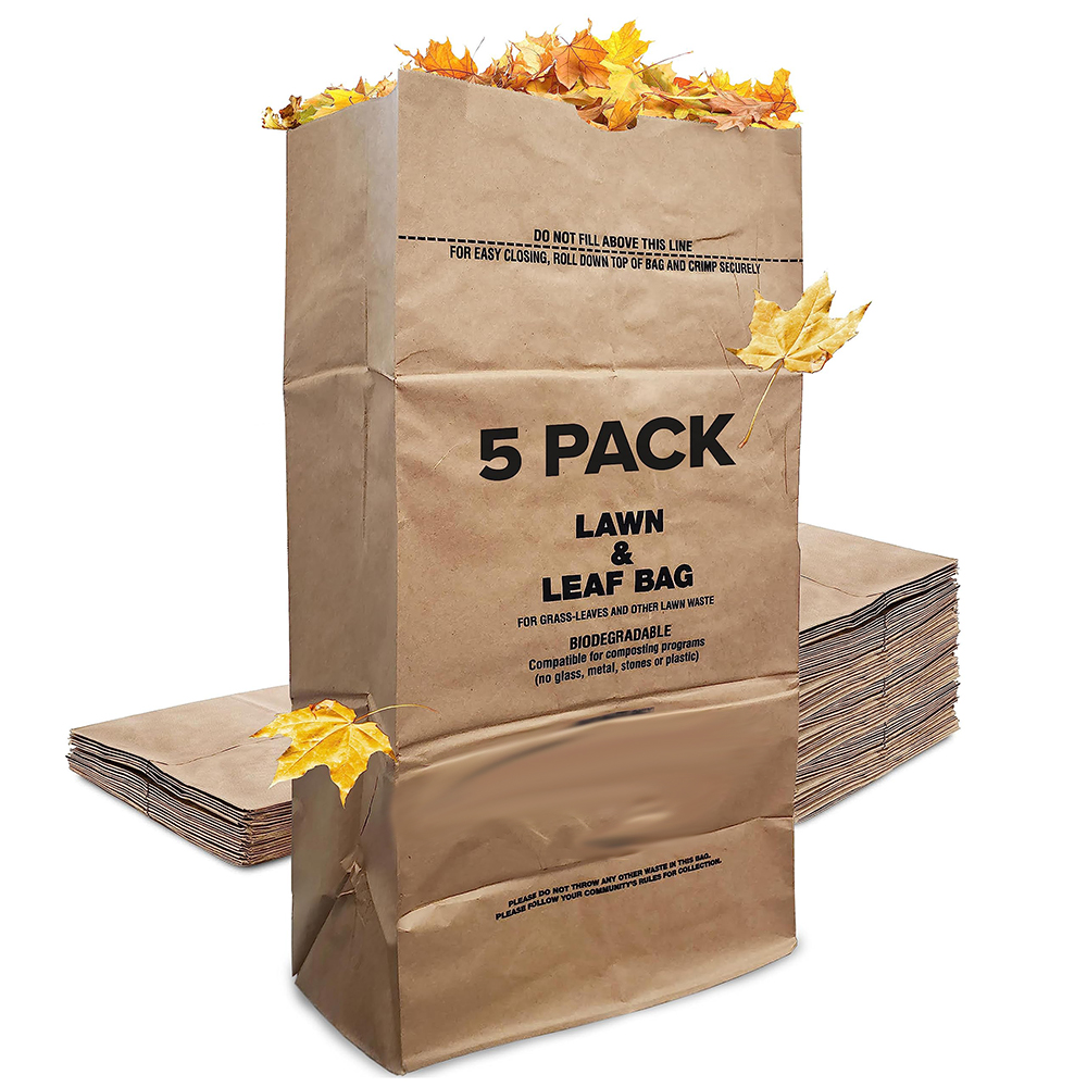 Eco-Friendly Custom Logo Heavy Duty Large Paper Tear Resistant Grass Clippings Twigs Trash Yard Wet Dry Leaves Waste Bags