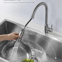 Robinet de cuisine monocommande en acier inoxydable 304 avec douchette extractible, eau chaude et froide, cartouche céramique, design moderne et minimaliste