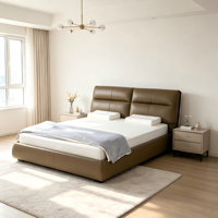 WINMAX Lit Modulaire Moderne de Luxe en Cuir Véritable Rembourré, Confortable et Éclairé, Tailles King et Queen, pour Maison et Hôtel 2512