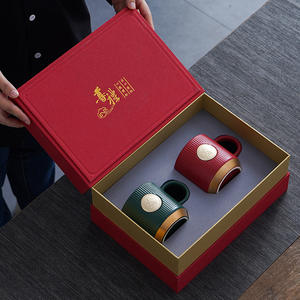 Juego de Tazas de Té de Porcelana Doble de Lujo de 12 oz al por Mayor, con Logotipo de Cobre Personalizado y Caja de Regalo, <span class=keywords><strong>Taza</strong></span> de Café de Cerámica para Regalo Promocional - Product Image 2