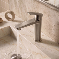 Robinet mélangeur sur colonne OEM CUPC, corps haut, nickel brossé moderne, acier inoxydable 304, monocommande, monotrou, pour salle de bain